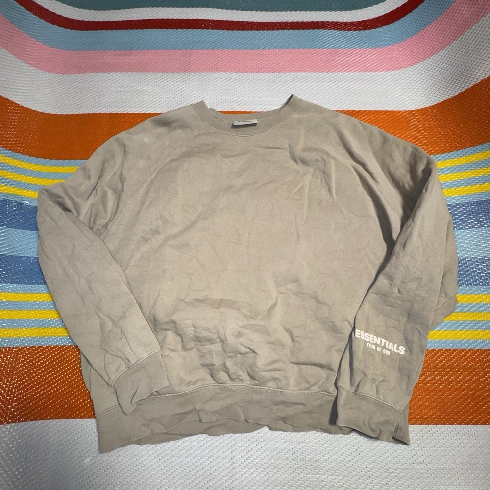 Fear Of God Essentials Crewneck Sweater Sweatshirt Core Collection Tan Men's XL